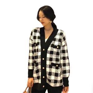 ‎Philosophy Checkered Houndstooth Longline Cardigan Size Small